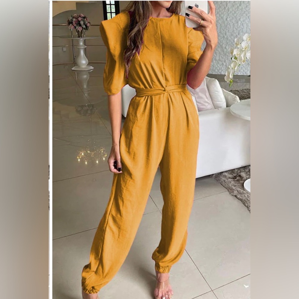Oversized Sleeves Twist Waist Jumpsuit